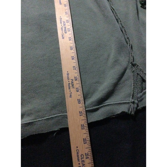 We The Free Distressed Sweatshirt Green Raw Hem Long Sleeve Casual Women Sz M - Picture 6 of 14